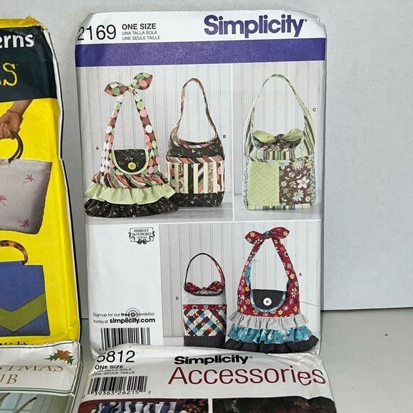 Lot 4 Craft Patterns Purse New Simplicity And Others Pillows Table Cloth Napkins - Picture 3 of 9